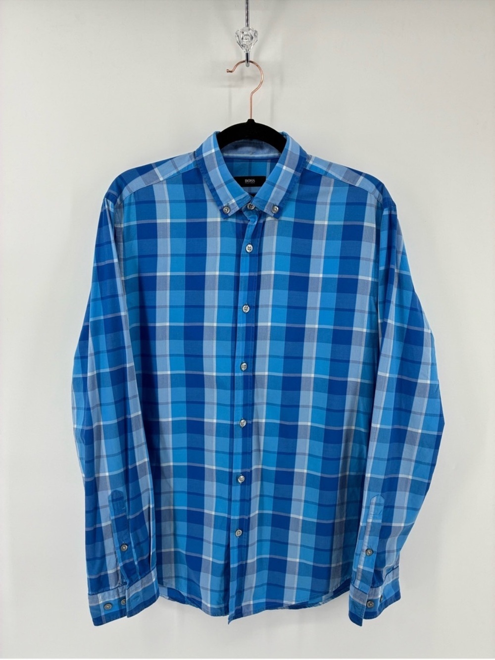 BOSS Hugo Boss Slim Fit Men's Blue Plaid Button-Down Shirt